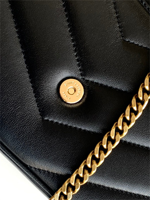 Y.S.L LOULOU Small in MATELASSÉ lambskin Gold Tone Metal Black Color