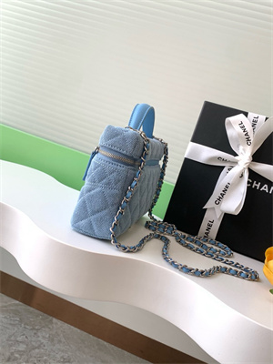 Chanel Long Vanity with chain Blue Denim & Silver-Tone Metal AP4407
