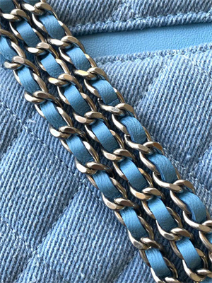 Chanel Long Vanity with chain Blue Denim & Silver-Tone Metal AP4407