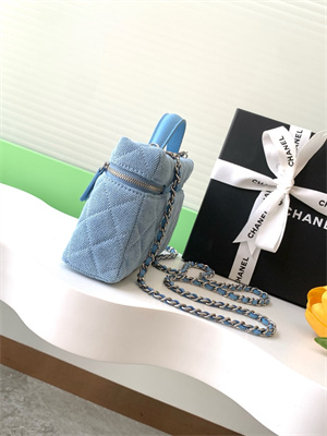 Chanel Long Vanity with chain Blue Denim & Silver-Tone Metal AP4407