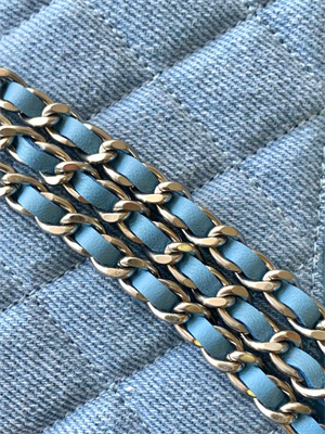 Chanel Long Vanity with chain Blue Denim & Silver-Tone Metal AP4407