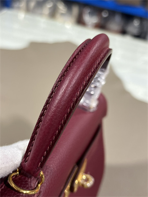 Kelly Retourne Bag Togo Leather 25/28CM Gold/Silver Hardware In Bordeaux Color HS