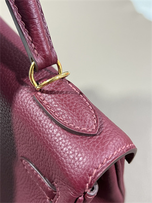 Kelly Retourne Bag Togo Leather 25/28CM Gold/Silver Hardware In Bordeaux Color HS