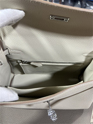 Kelly Retourne Bag Togo Leather 25/28CM Gold/Silver Hardware In Craie Color HS