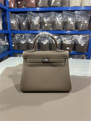 Kelly Retourne Bag Togo Leather 25/28CM Gold/Silver Hardware In Etoupe Color HS