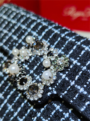 Roger Vivier Efflorescence Clutch In Tweed Black