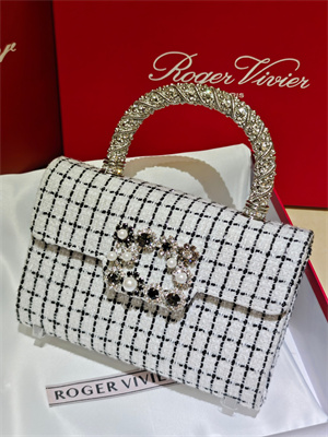 Roger Vivier Jewel Efflorescence Mini Bag In Tweed White/Black