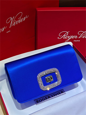 Roger Vivier Viv’ Choc Mini Bag In Satin Blue
