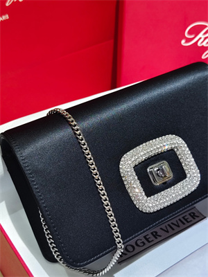 Roger Vivier Viv’ Choc Mini Bag In Satin Black