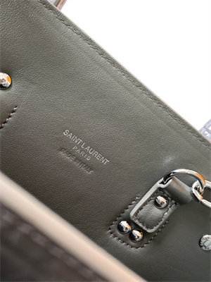 Y.S.L SAC DE JOUR BABY In Grey Corcodile Embossed Leather Silver Tone Metal