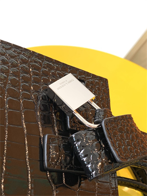 Y.S.L SAC DE JOUR NANO In Black Crocodile Embossed Leather Silver Tone Metal