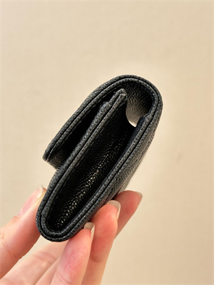 Chanel Coin Purse Black Grained Calfskin Gold Tone Metal 3978