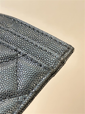 Chanel Card Holder Black Grained Calfskin Gold Tone Metal 3878