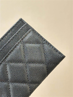 Chanel Card Holder Black Grained Calfskin Gold Tone Metal 3878