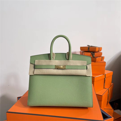 Bir.kin Sellier Bag Epsom Leather 25/30/35CM Gold Hardware In Vert Criquet Color HS