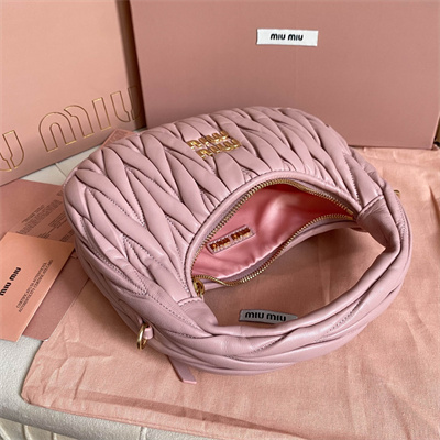 MiuMiu Wander matelassé nappa leather Small hobo bag Powder Pink Color