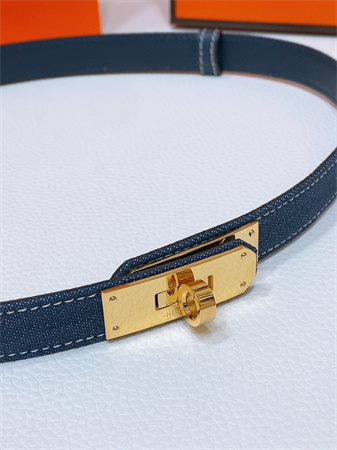 Hermes Kelly Jean Belt 18MM Epsom Leather Gold Tone Hardware Blue