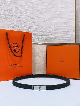 Hermes Kelly Jean Belt 18MM Epsom Leather Silver Tone Hardware Black