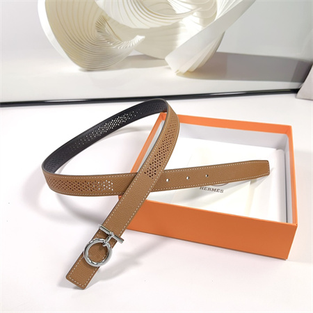 Hermes Reversible Belt 25MM Epsom Leather Silver Tone Hardware Brown/Black