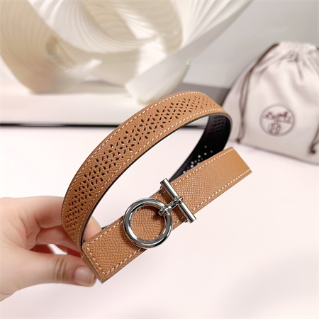 Hermes Reversible Belt 25MM Epsom Leather Silver Tone Hardware Brown/Black