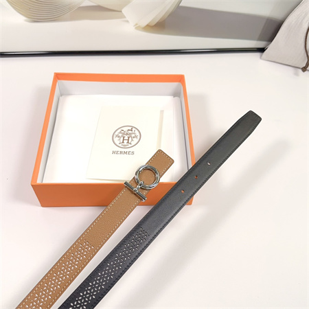 Hermes Reversible Belt 25MM Epsom Leather Silver Tone Hardware Brown/Black