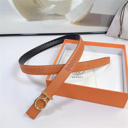 Hermes Reversible Belt 25MM Epsom Leather Gold Tone Hardware Orange/Black