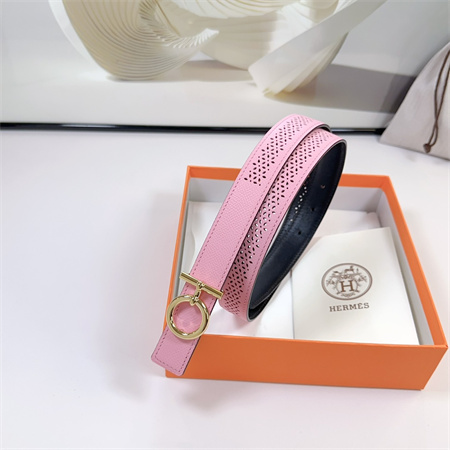 Hermes Reversible Belt 25MM Epsom Leather Gold Tone Hardware Pink/Black