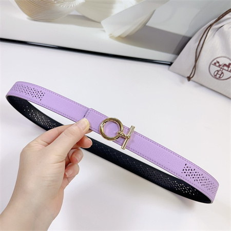 Hermes Reversible Belt 25MM Epsom Leather Gold Tone Hardware Lt Purple/Black