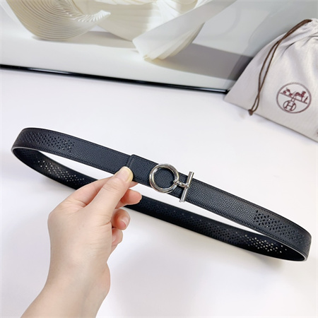 Hermes Reversible Belt 25MM Epsom Leather Silver Tone Hardware Black