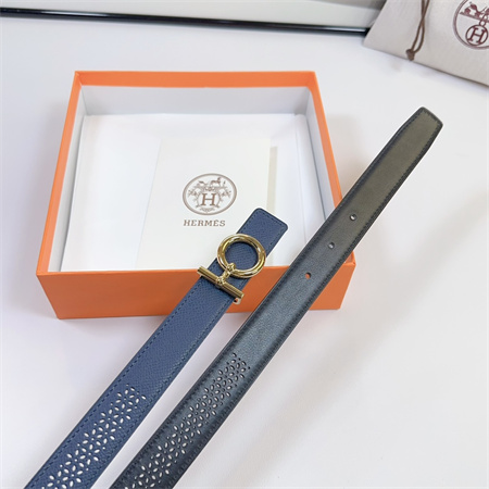 Hermes Reversible Belt 25MM Epsom Leather Gold Tone Hardware Blue/Black