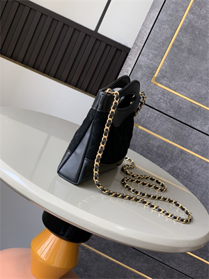 CHANEL 31 Nano Chain Bag Suede&Calfskin Gold Tone Metal Black AS3656
