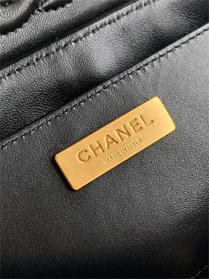 CHANEL Mini Flap Bag With Top Handle Lambskin Gold Tone Metal Black AS5354