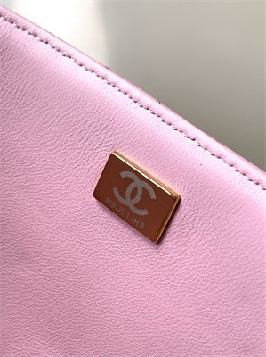 CHANEL Flap Bag With Top Handle Lambskin Gold Tone Metal Pink AS5356