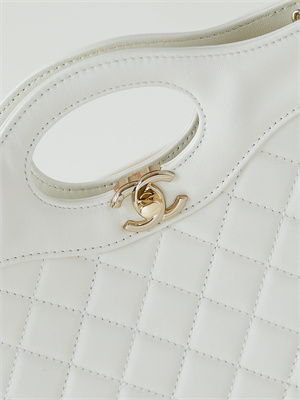 Chanel 31 Mini Shopping Bag Lambskin & Gold-Tone Metal White AS4133