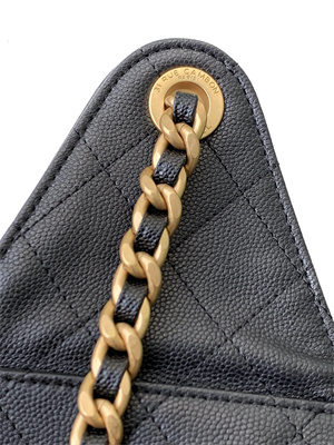 Chanel 25 Small Handbag Grained Calfskin Gold Tone Metal Black AS5293