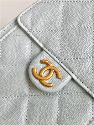 Chanel 25 Small Handbag Grained Calfskin Gold Tone Metal Blue AS5293