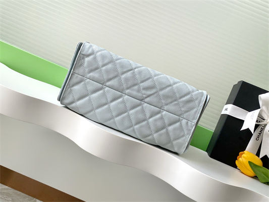 Chanel 25 Small Handbag Grained Calfskin Gold Tone Metal Blue AS5293