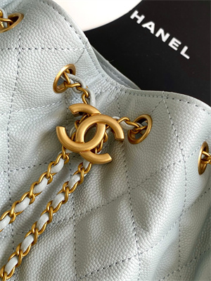 Chanel 25 Small Handbag Grained Calfskin Gold Tone Metal Blue AS5293