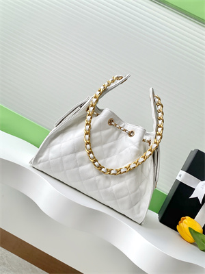 Chanel 25 Small Handbag Grained Calfskin Gold Tone Metal White AS5293