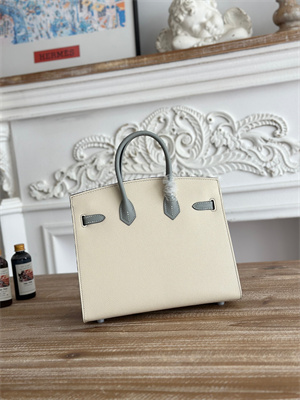 Bir.kin Sellier Bag Epsom Leather 25CM Gold/Silver Hardware In Craie/Blue Glacier HS