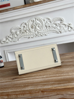 Bir.kin Sellier Bag Epsom Leather 25CM Gold/Silver Hardware In Craie/Blue Glacier HS