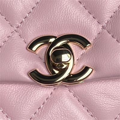 Chanel FLAP PHONE HOLDER WITH CHAIN Lambskin Gold-Tone Metal Pink AP4592