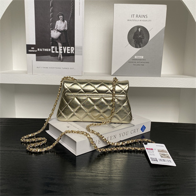 Chanel FLAP PHONE HOLDER WITH CHAIN Lambskin Gold-Tone Metal Gold AP4592
