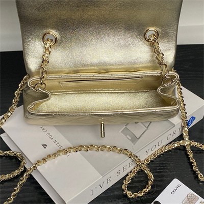 Chanel FLAP PHONE HOLDER WITH CHAIN Lambskin Gold-Tone Metal Gold AP4592