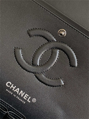 Cha.nel Medium Classic Flap Bag With Pearl Gold Tone Metal Black AS1112