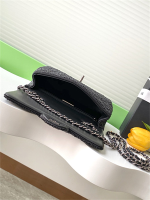 Cha.nel Mini Classic Flap Bag With Pearl Gold Tone Metal Black AS4298