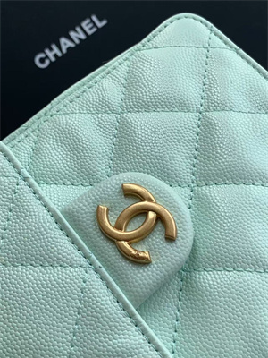 Chanel 25 Small Handbag Grained Calfskin Gold Tone Metal Lt Green AS5293