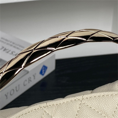 Chanel Coco Crush Top Handle Bag Grained Calfskin Gold Tone Metal Beige AP4591