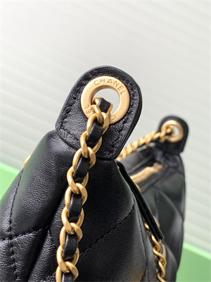 Chanel Hobo Bag Lambskin Gold Tone Metal Black AS5528
