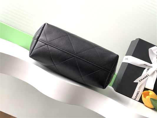 Chanel Hobo Bag Lambskin Gold Tone Metal Black AS5403